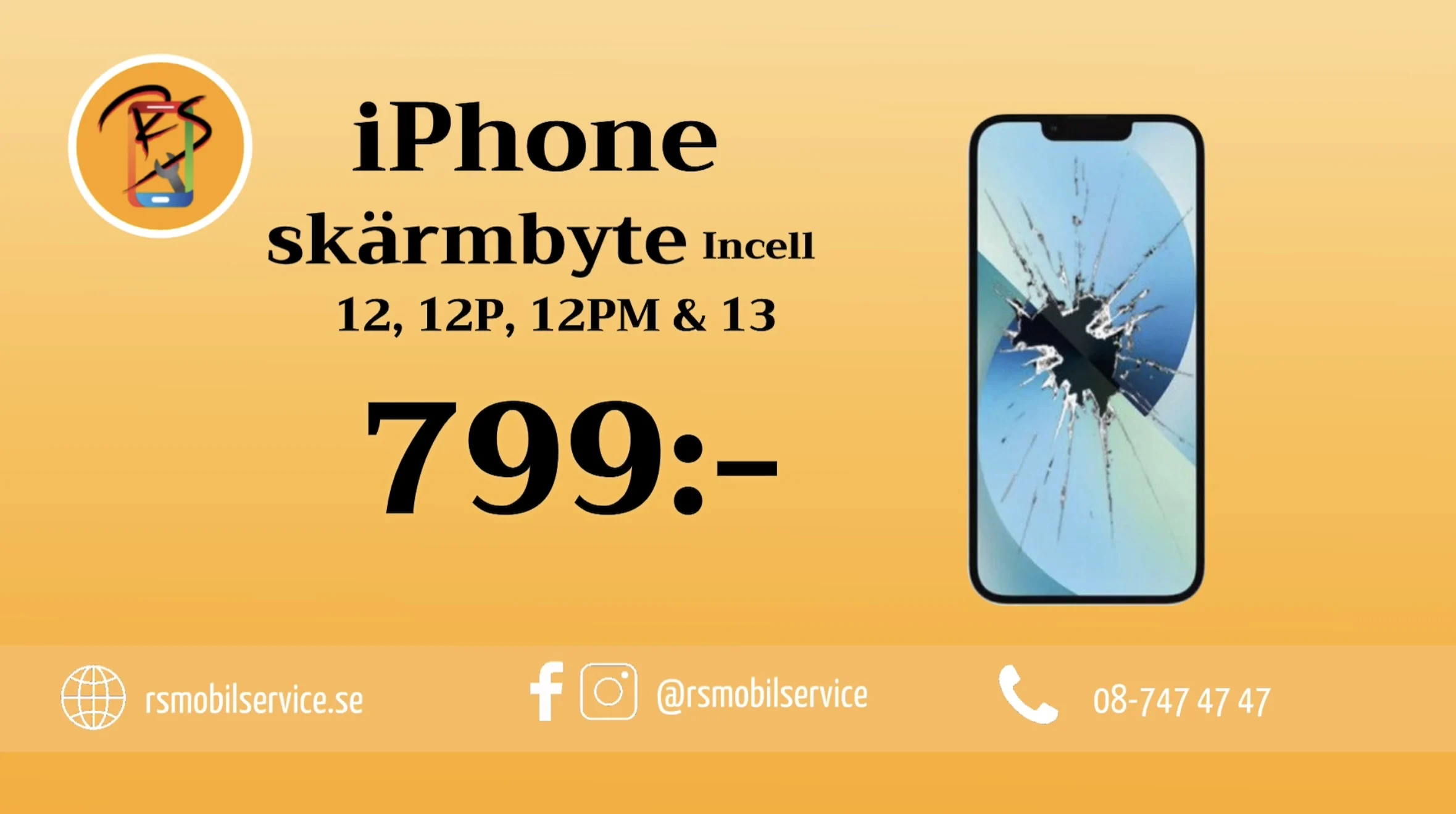 iPhone 12 och 12 Pro Skärmbyte incell 799kr