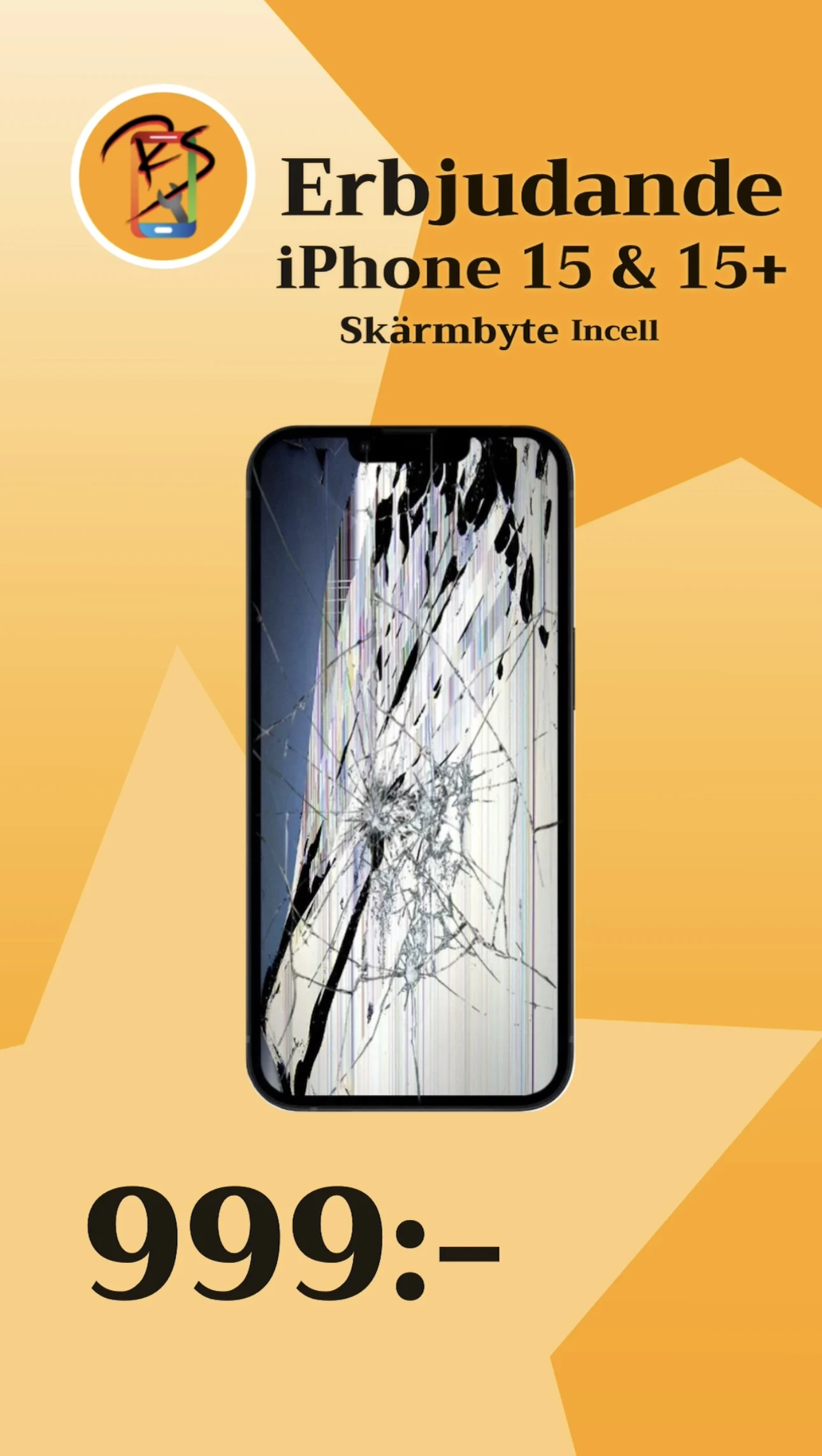 iPhone 15 Skärmbyte incell 999kr